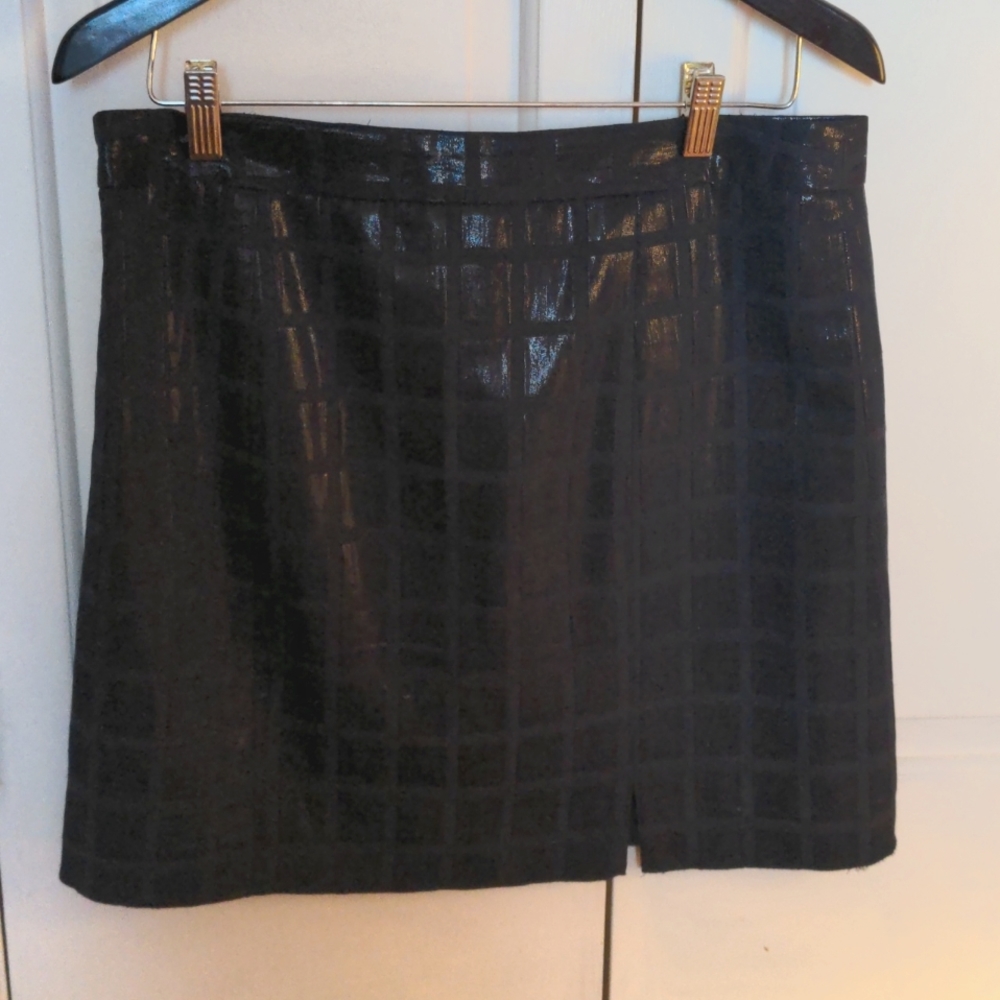GAP Dark Blue "SHINY PLAID" Fully Lined TEXTURED MINI Skirt size 10